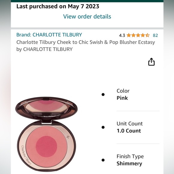 Charlotte Tilbury Cheek To Chic Blusher-Love Is The Drug. Pink, Rosy, Tint, Deep - Picture 3 of 9